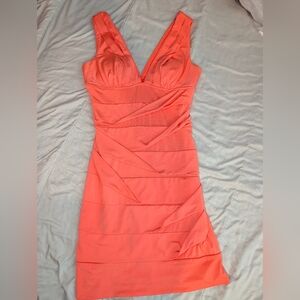 Emerald Sundae Vibrant Coral Mini Dress